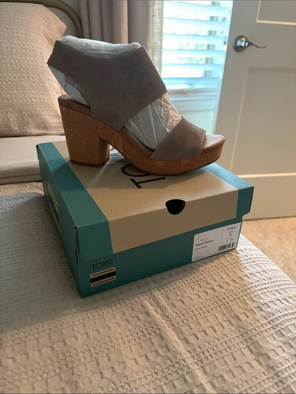 Toms Suede Cork Platform Sandals